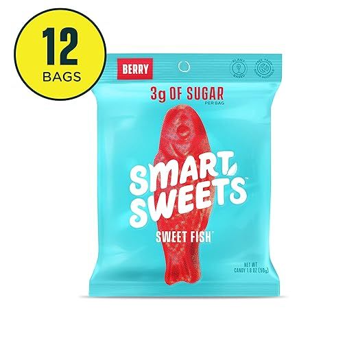 SmartSweets SweetFish 1.8 oz bags (box of 12), Candy with Low-Sugar (3g) & Low Calorie (80)- Free... | Amazon (US)