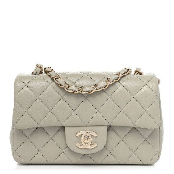 CHANEL Lambskin Quilted Mini Rectangular Flap Grey | FASHIONPHILE (US)