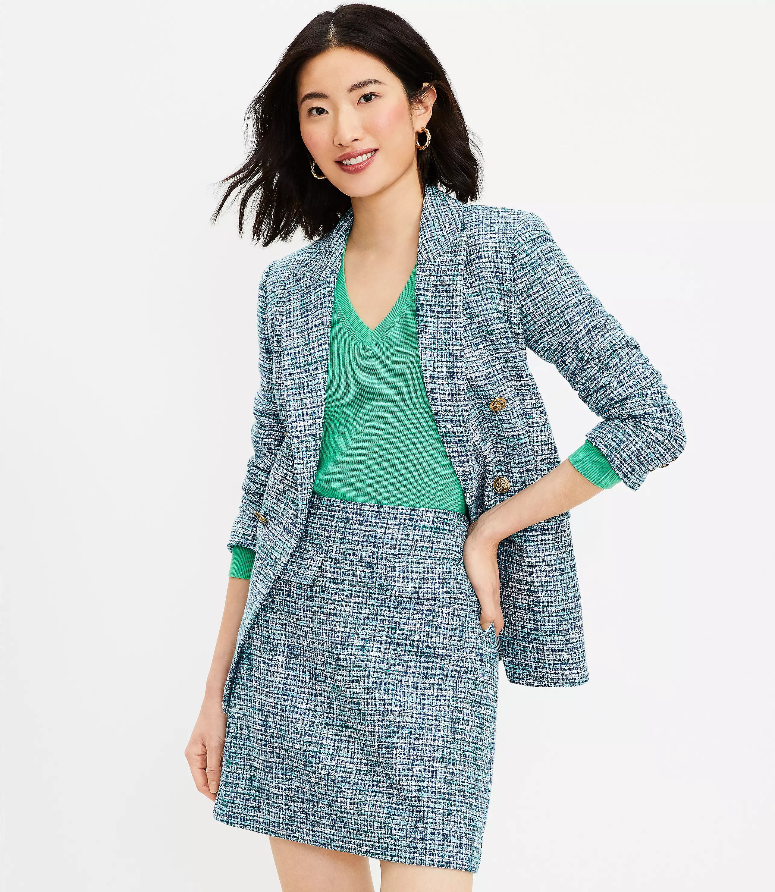 Tweed Pocket Shift Skirt | LOFT
