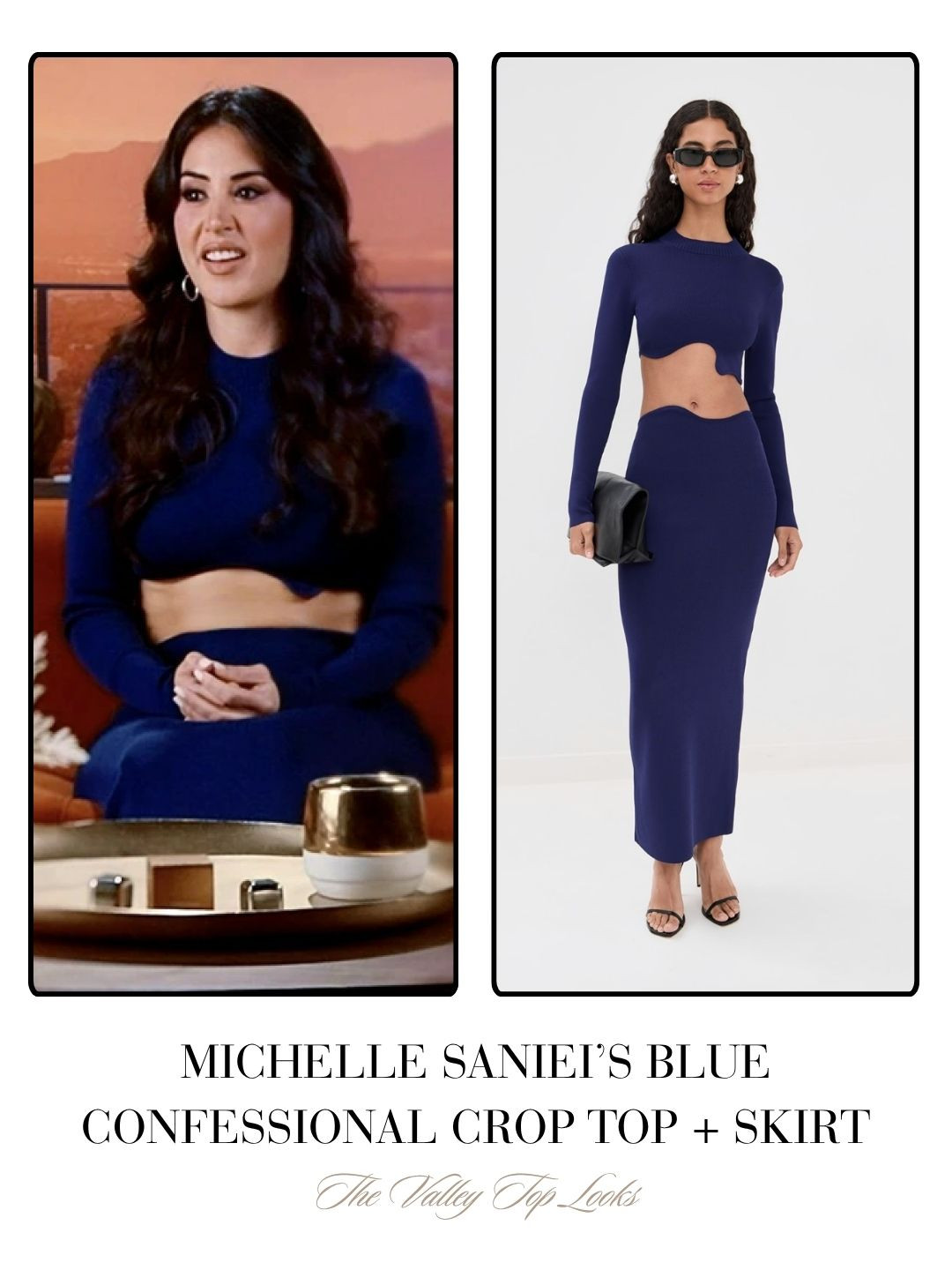Michelle Saniei's Royal Blue Crop Top and Skirt Set in Confessionals on The Valley Season 3 Episode 1 

 