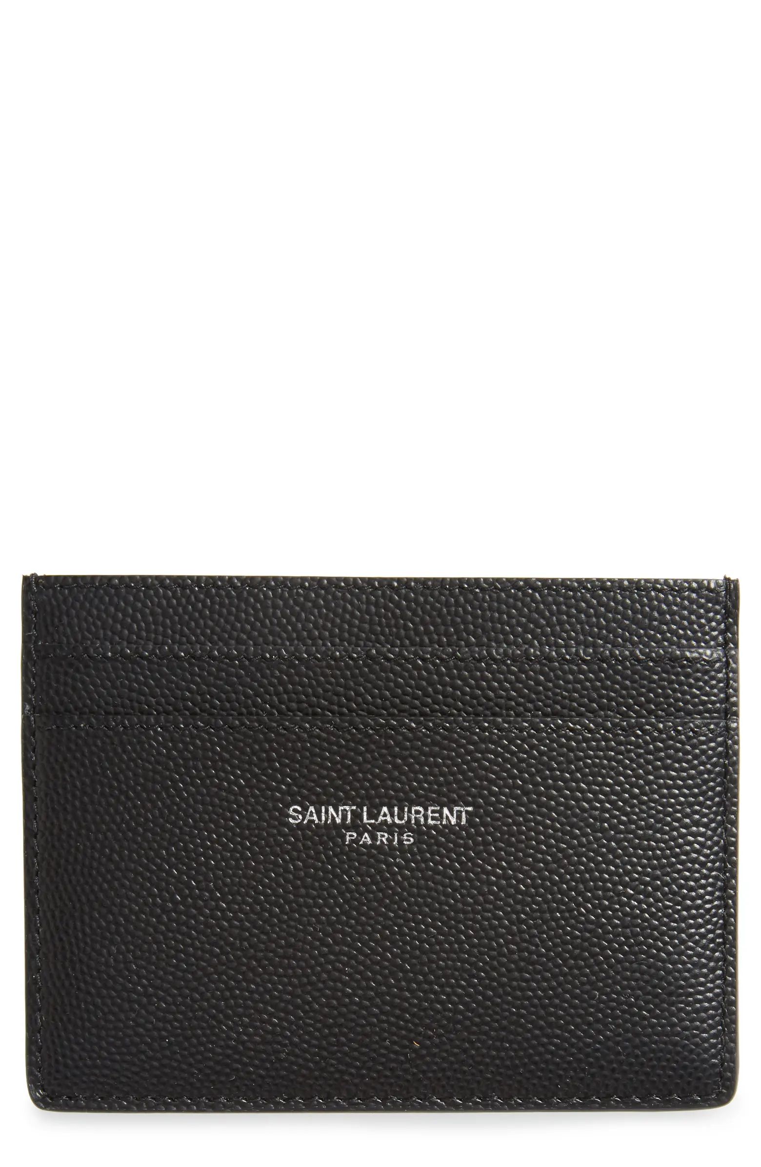 Saint Laurent Pebble Grain Leather Card Case | Nordstrom | Nordstrom