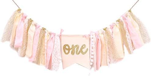 Highchair Banner 1st Birthday - Pink Happy Birthday Banner Party Decorations for First Birthday,B... | Amazon (US)