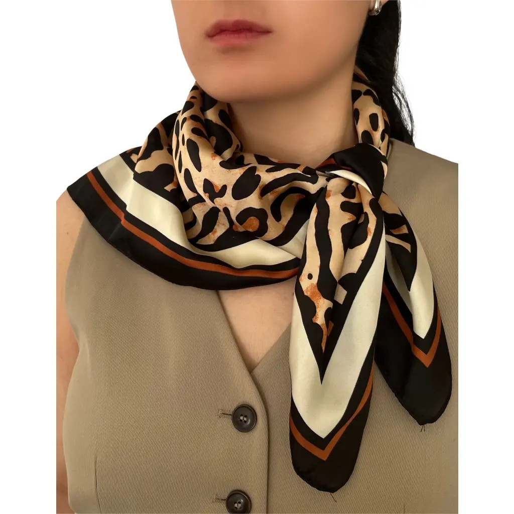 ELLIAN Leopard Print Scarf in Tan/black/white at Nordstrom Rack | Nordstrom Rack