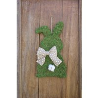Easter Wreath, Spring Bunny Bunny, Moss Door Hanger, Decor | Etsy (US)