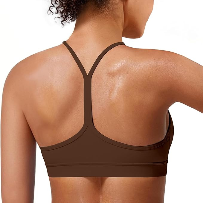 Padded Y-Back Sports Bra for Women - Racerback Low Impact Spaghetti Strap for Yoga Workout Top | Amazon (US)