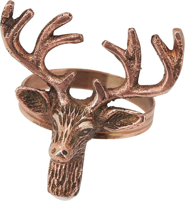SARO LIFESTYLE Reindeer Napkin Rings (Set of 4) - Rustic Reindeer Napkin Rings for Christmas Tabl... | Amazon (US)
