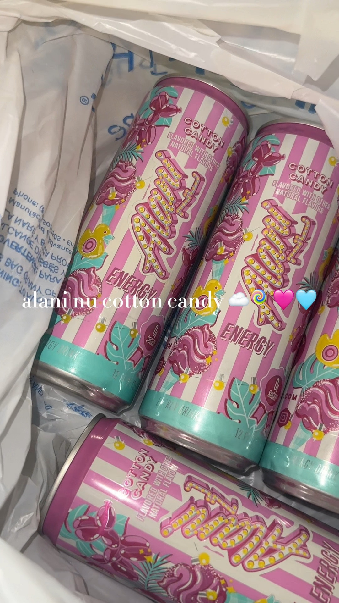 The Alani Nu Cotton Candy can’s packaging is so adorable & it tastes just like cotton candy!!! 😍🍭🩷🩵

#LTKActive #LTKFindsUnder50 #LTKFindsUnder100