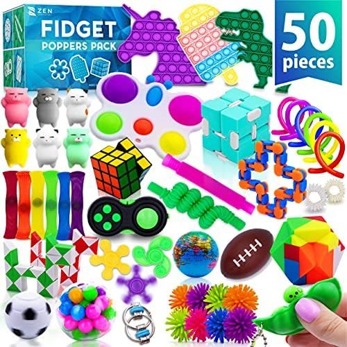 (50 Pcs) Fidget Toys, Pop It Its Fidgets Small Toy Bulk Pack Girls Boys, Mini Popit Figetget Set,... | Amazon (US)
