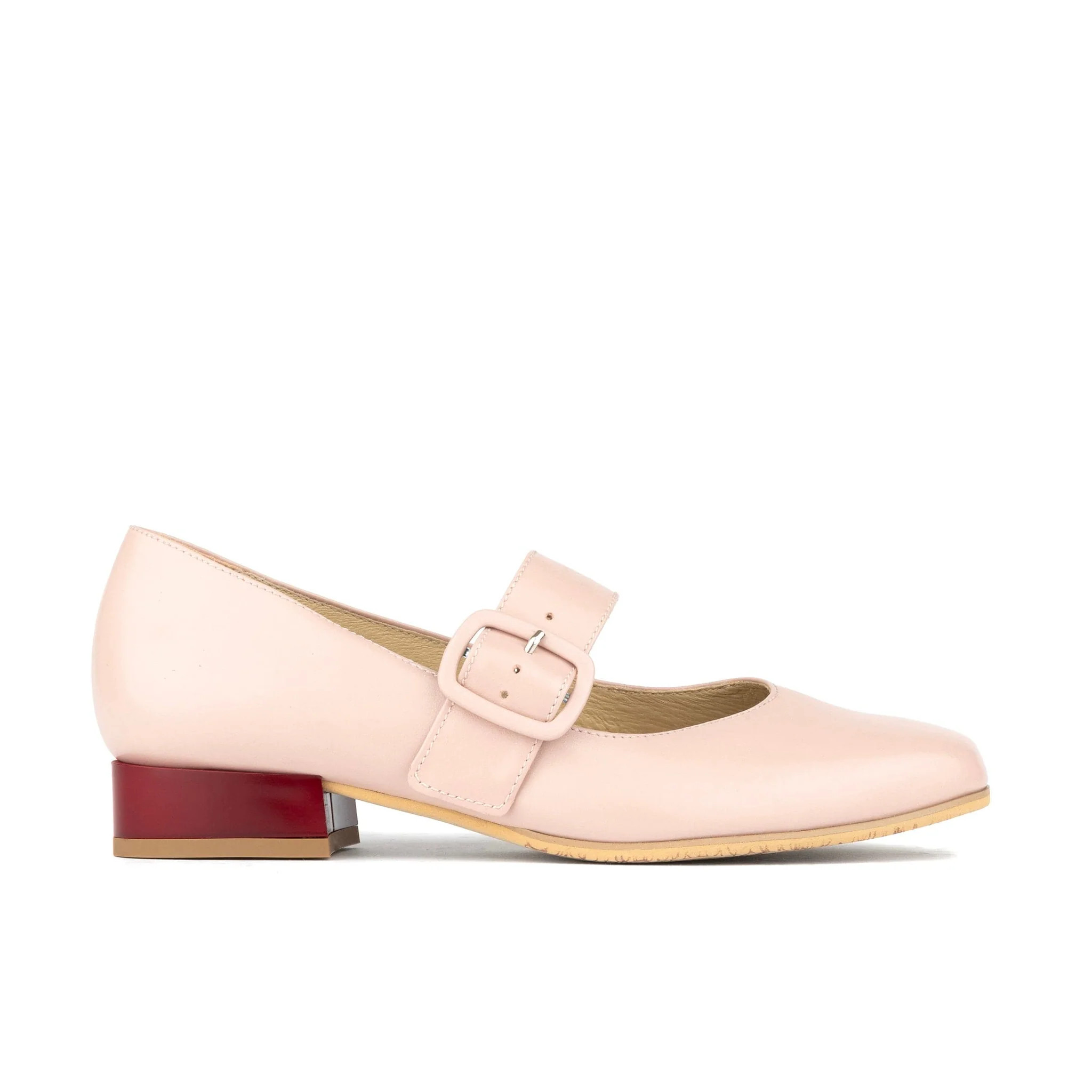 Bliss - Pink - Women's block heel square toe leather Mary-Jane | Embassy London UK