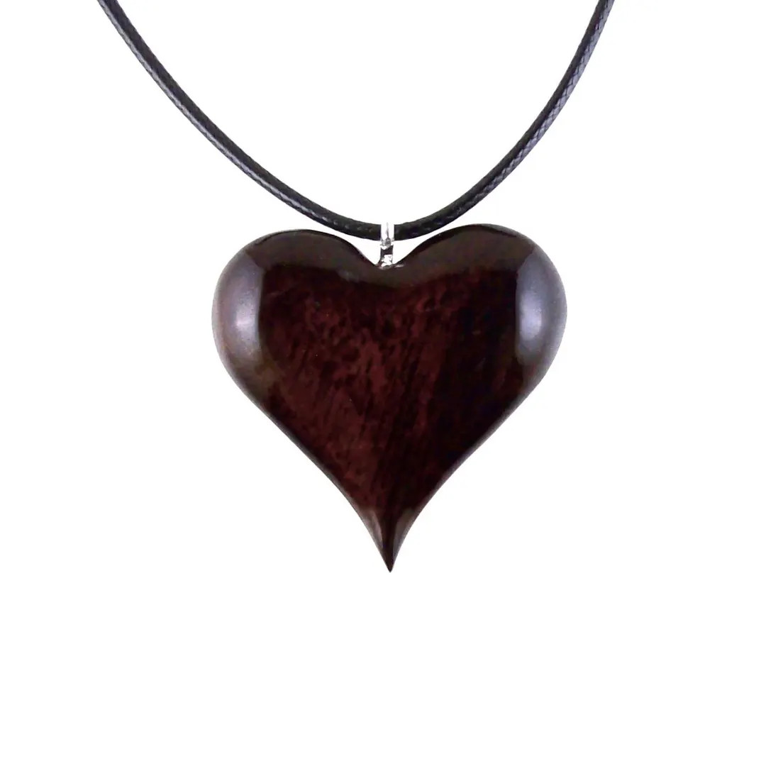 Hand Carved Wooden Heart Necklace Pendant, Handmade Wood Jewelry, 5th Anniversary Gift | Etsy (Global)