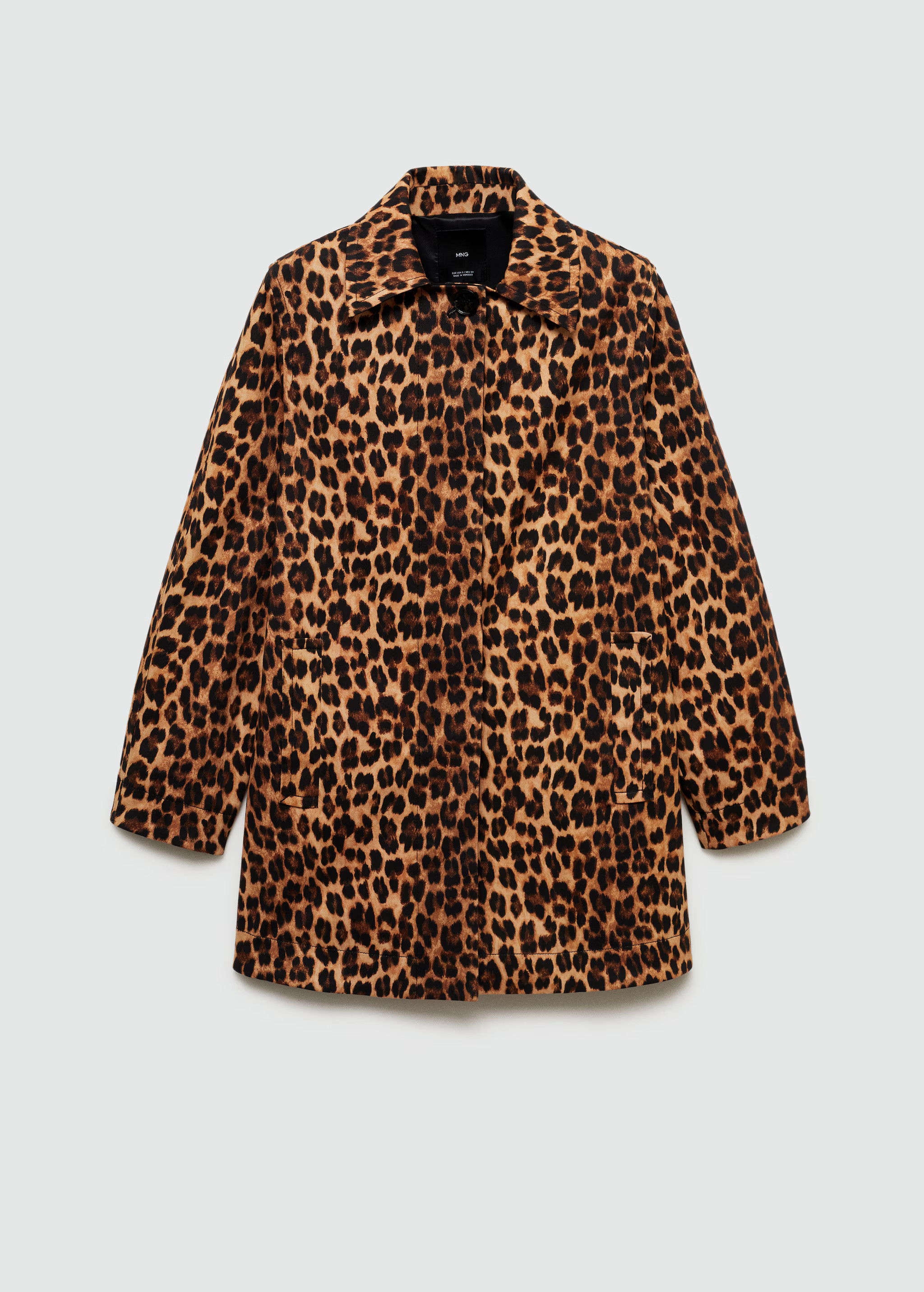 Leopard straight coat - Woman | MANGO USA | MANGO (US)