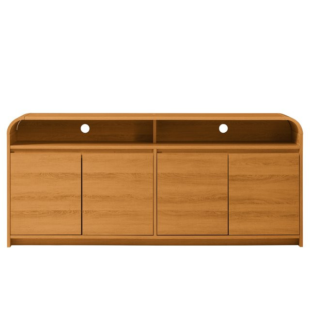 Better Homes & Gardens Juliet Curved TV Stand for TVs up to 75”, Light Honey Finish | Walmart (US)