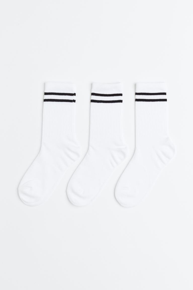 3-pack DryMove™ Sports Socks - White/black - Ladies | H&M US | H&M (US + CA)
