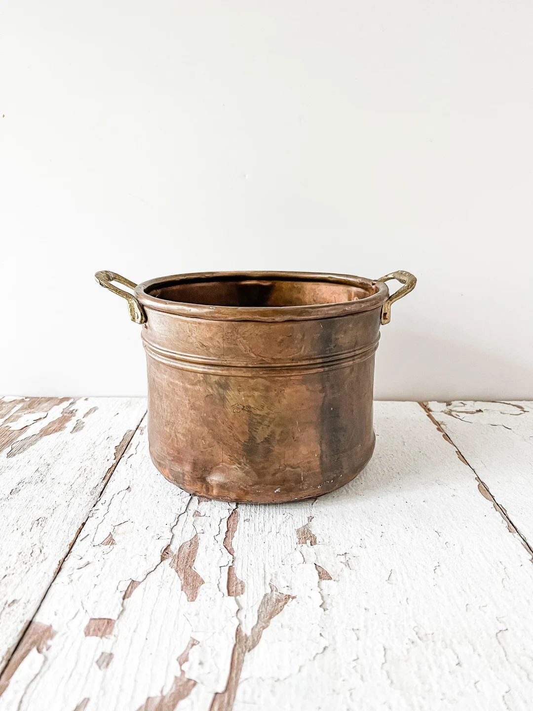 Antique Vintage Copper and Brass Handled Kettle Pot Vessel - Etsy | Etsy (US)