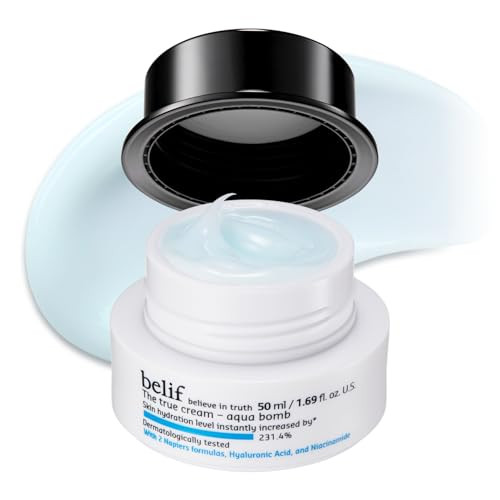 belif Aqua Bomb – Daily Niacinamide Hydrating Moisturizer, Lightweight Plumping Facial Cream with Hyaluronic Acid & Squalane, Cooling Effect, Anti-Aging, Korean Skincare, 1.68 fl oz (50ml) | Amazon (US)