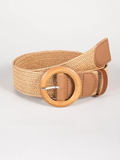 Wooden Round Buckle Belt | SHEIN
