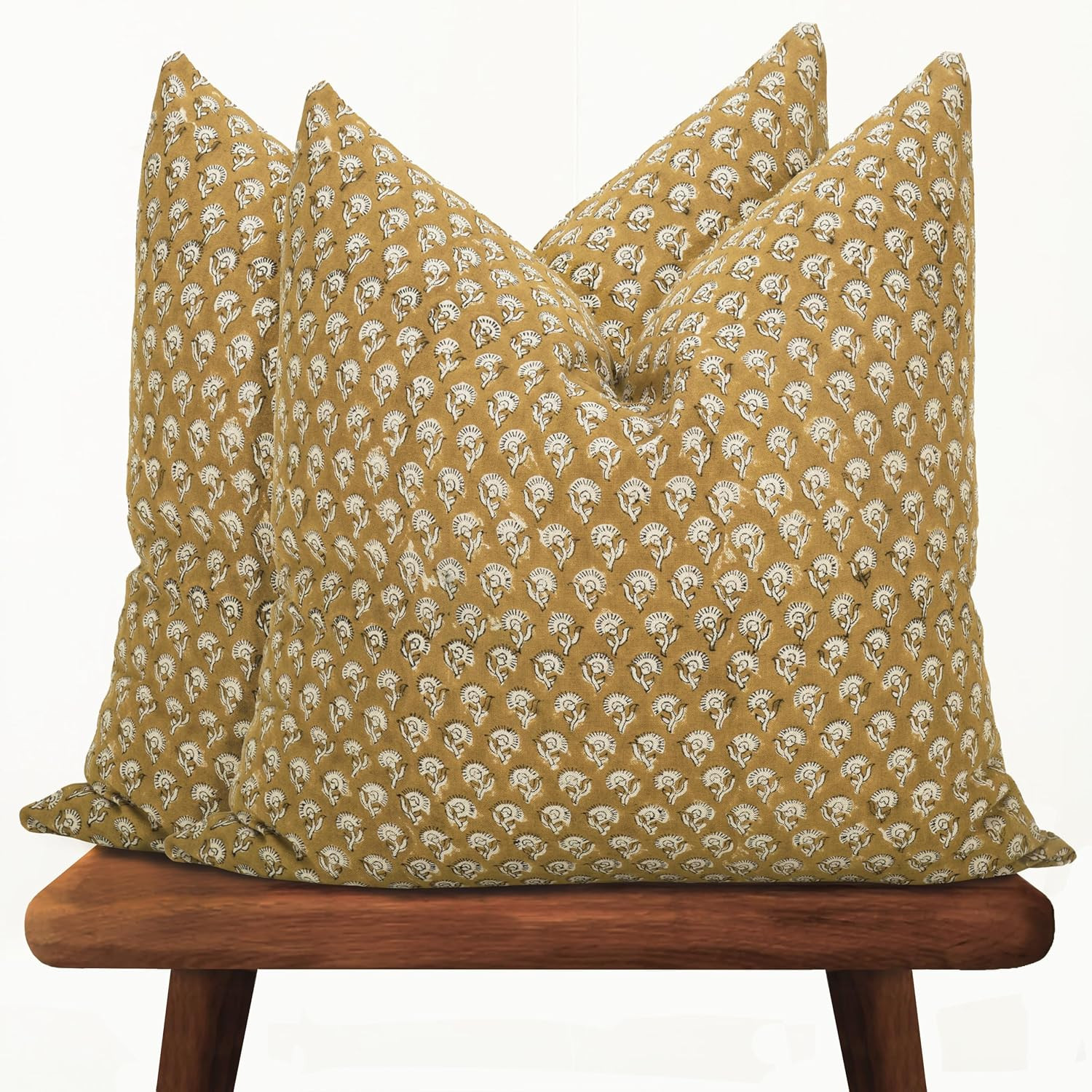 Hand-Block Printed, Artisan-Made Neutral Accent Throw Pillow Covers- 100% Cotton Cushion for Sofa... | Amazon (US)