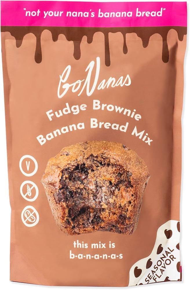 GoNanas Fudge Brownie Banana Bread Mix, Vegan, Gluten Free Healthy Snacks. Oat Flour Banana Bread... | Amazon (US)