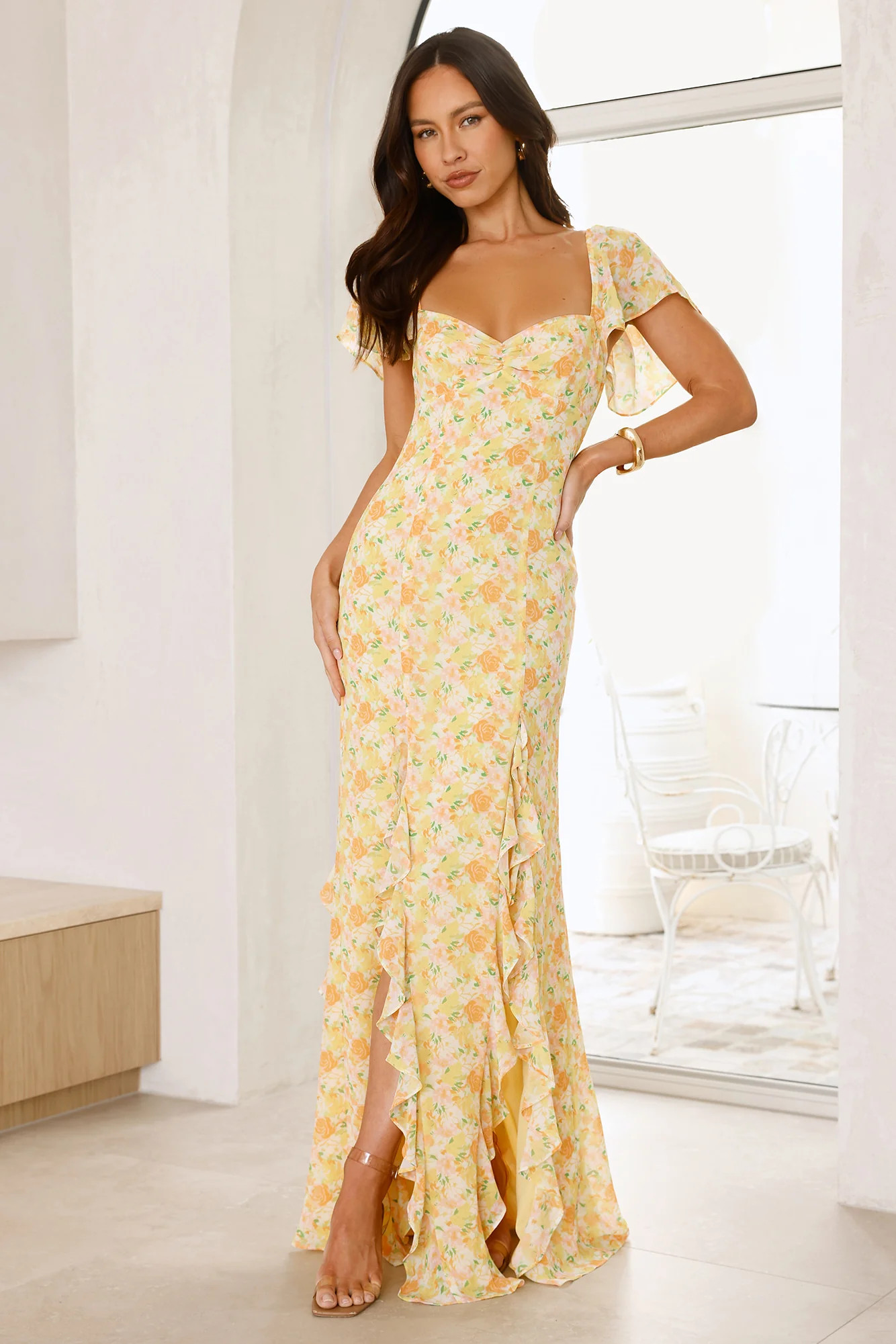 Sunset Serenity Maxi Dress Yellow | Hello Molly (US)