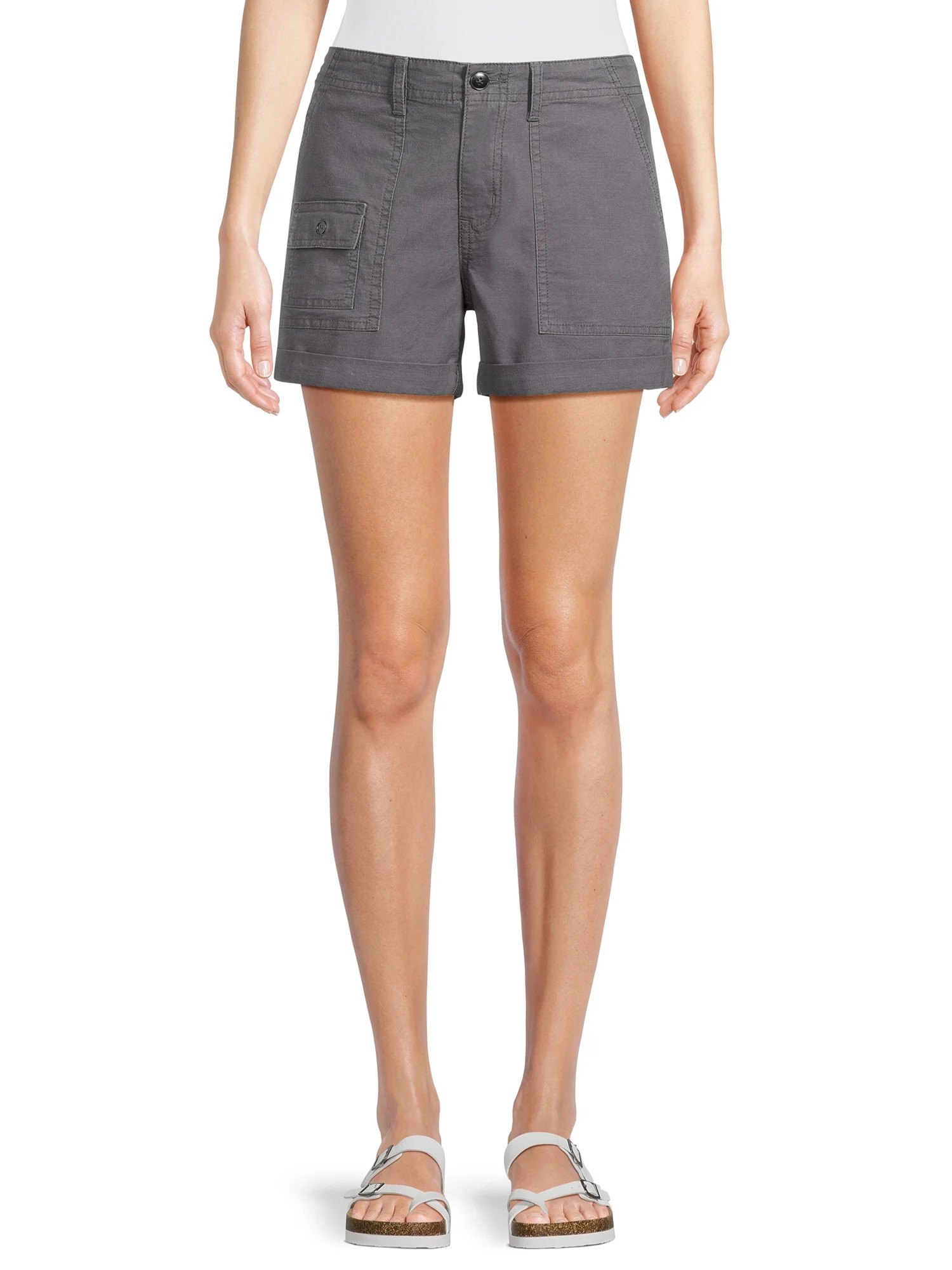 Time and Tru Women's and Women's Plus Utility Cuff Shorts, 4" Inseam, Sizes 2-20 | Walmart (US)