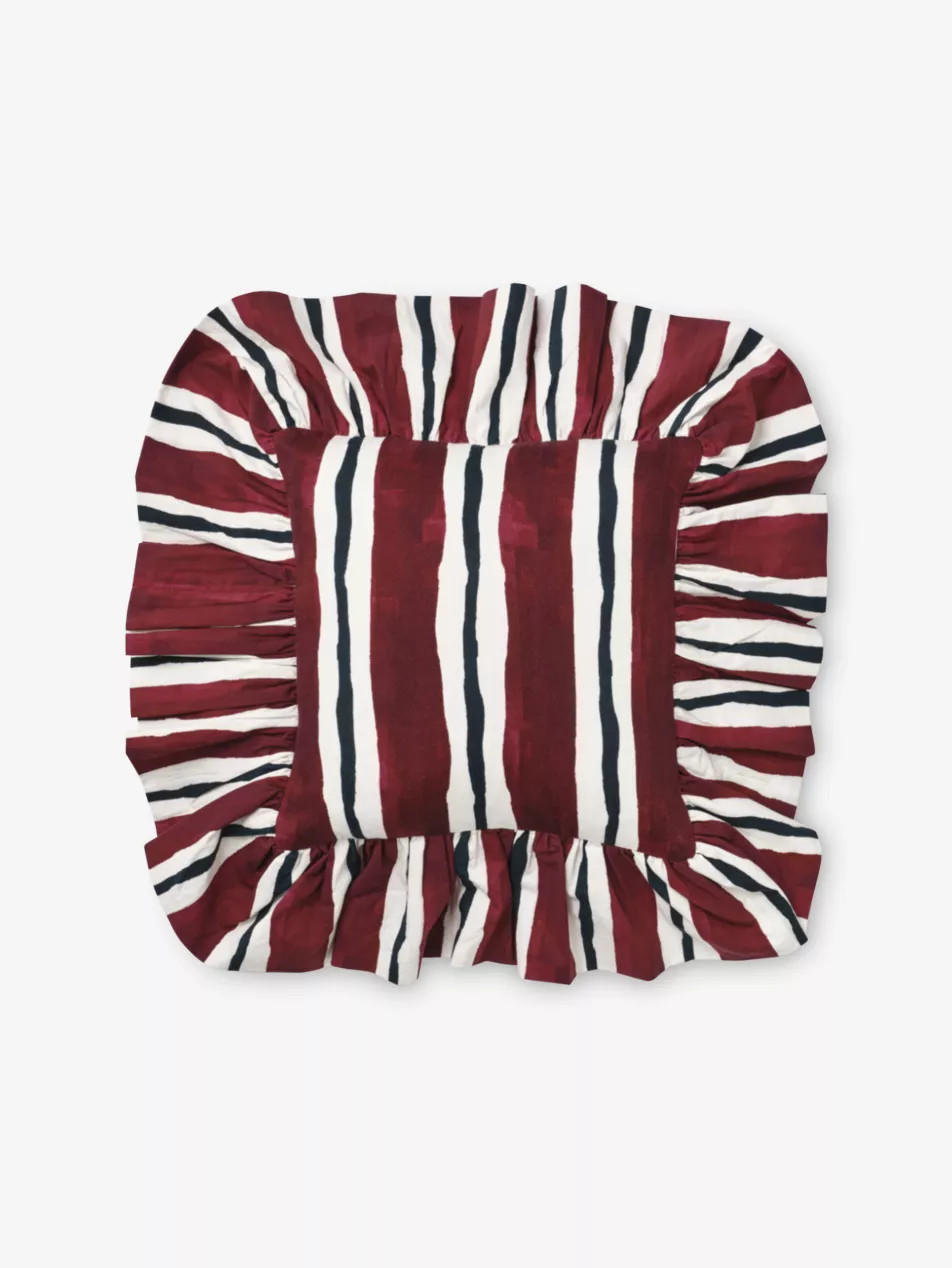 Striped Frilled Cotton Cushion | Selfridges