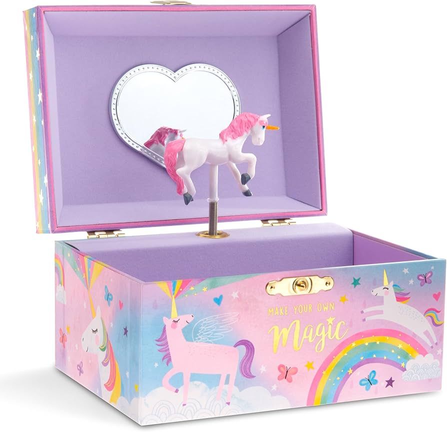 Jewelkeeper Girl's Musical Jewelry Storage Box with Spinning Unicorn, Cotton candy Unicorn Design... | Amazon (US)