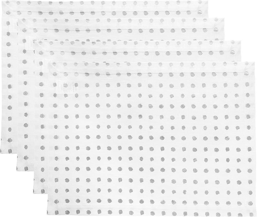 Solino Home Linen Placemats 14 x 19 Inch – Hanukkah, Christmas Placemats Metallic Silver Dots ... | Amazon (US)