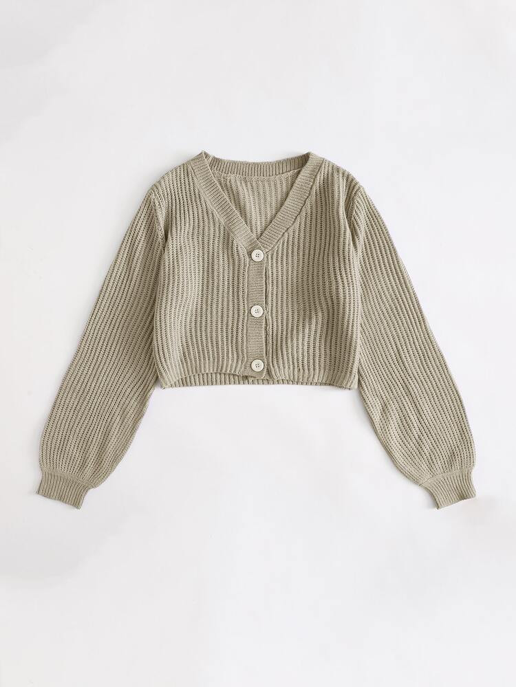 SHEIN Button Front Crop Cardigan | SHEIN