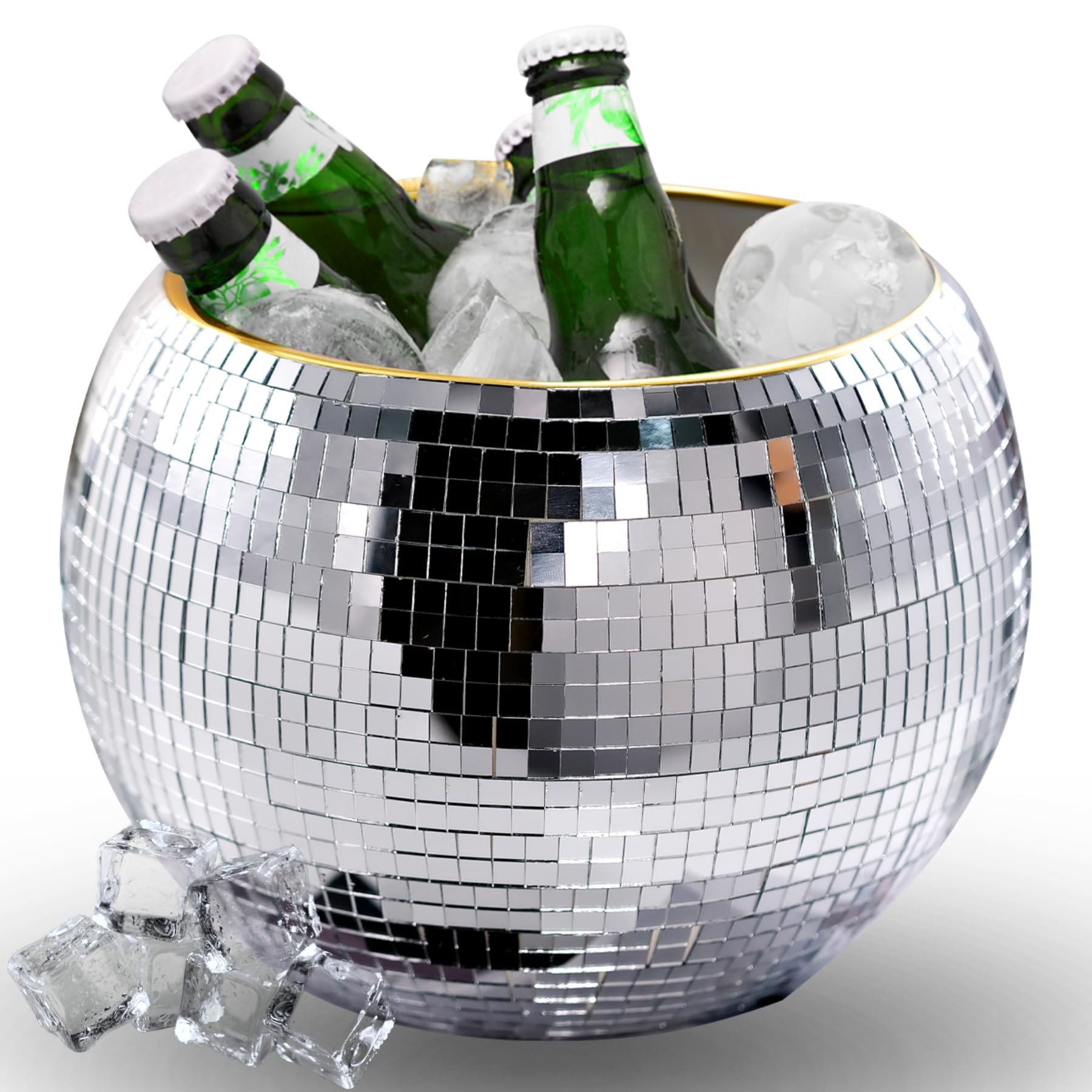 Disco Ice Bucket for Parties - 9.8 Inch Disco Ball Theme Party Decorations, Mirror Sliver Disco B... | Amazon (US)