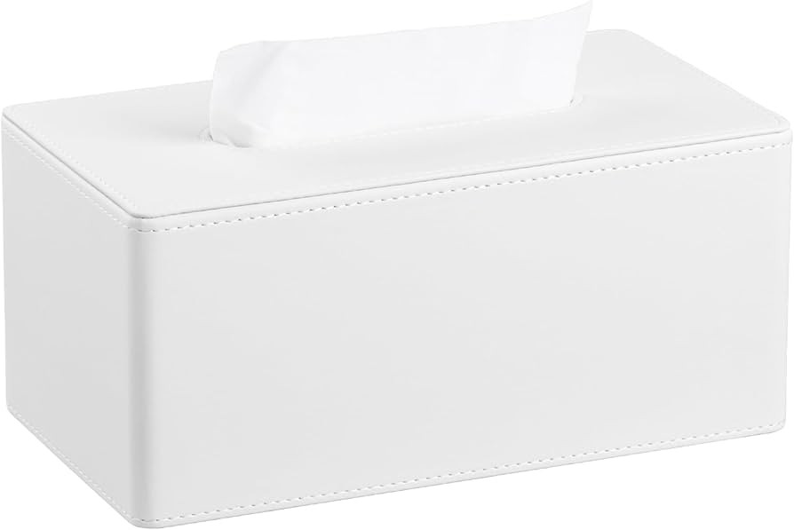 PU Leather Tissue Box Cover for up to 3.9" High Boxes, Rectangle Tissue Box Holder for Bathroom B... | Amazon (US)