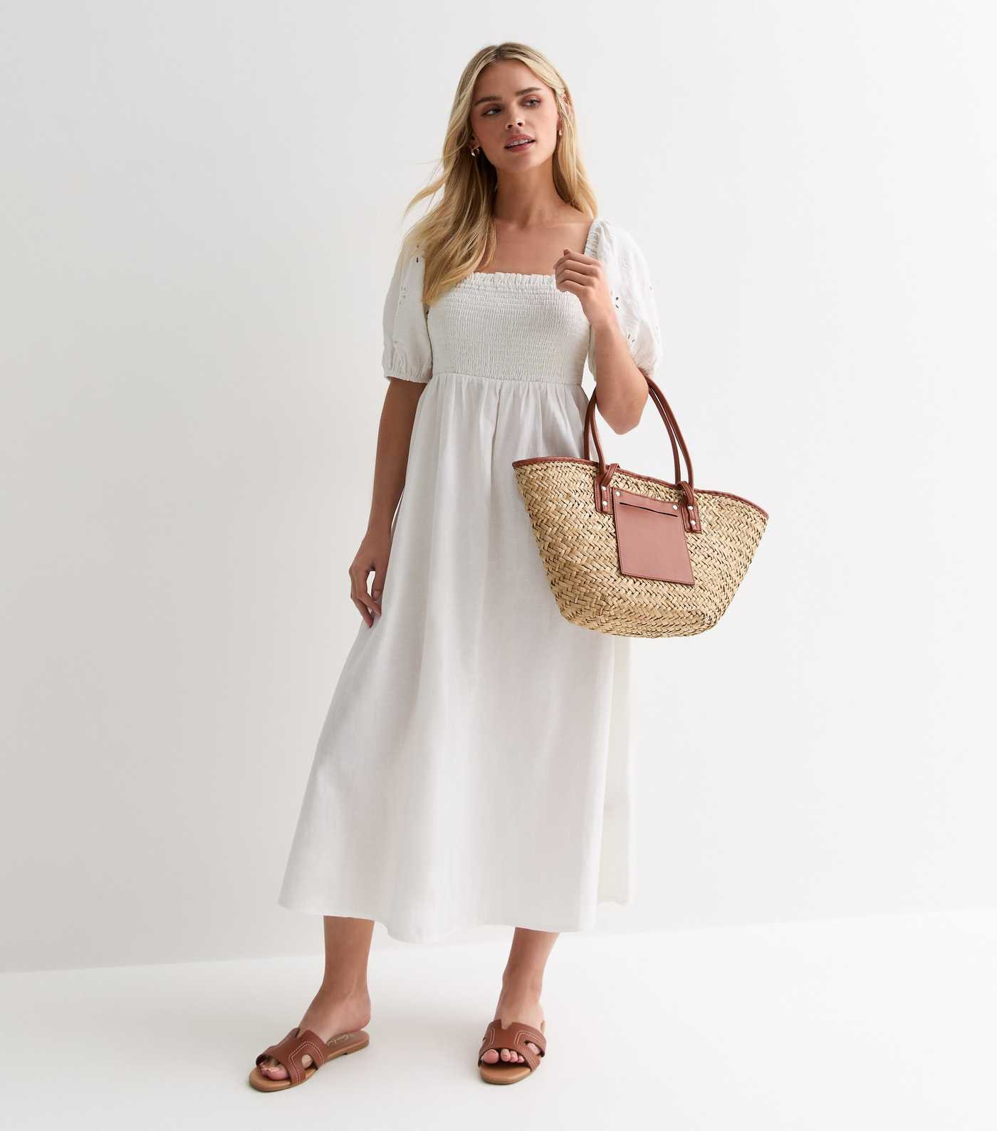 Petite White Cutwork Embroidered Midi Dress | New Look | New Look (UK)