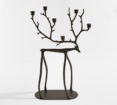 Bronze Sculpted Reindeer Candle Holder | Pottery Barn (US)