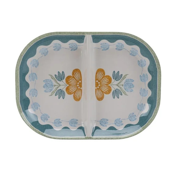 Better Homes and Gardens Bamboo Melamine Floral Divided Serving Tray - Walmart.com | Walmart (US)