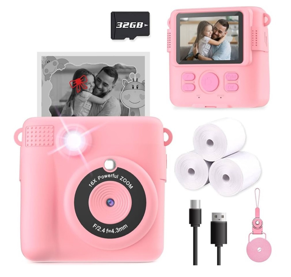 Instant Print Camera for Kids, Christmas Birthday Gifts Girls Boys Age 3-12, HD Digital Video Cameras Toddler, Portable Toy 3 4 5 6 7 8 9 10 Year Old Girl with 32GB SD Card-Pink
Toddler gift valentines or birthday gift 

#LTKGiftGuide #LTKTravel #LTKKids