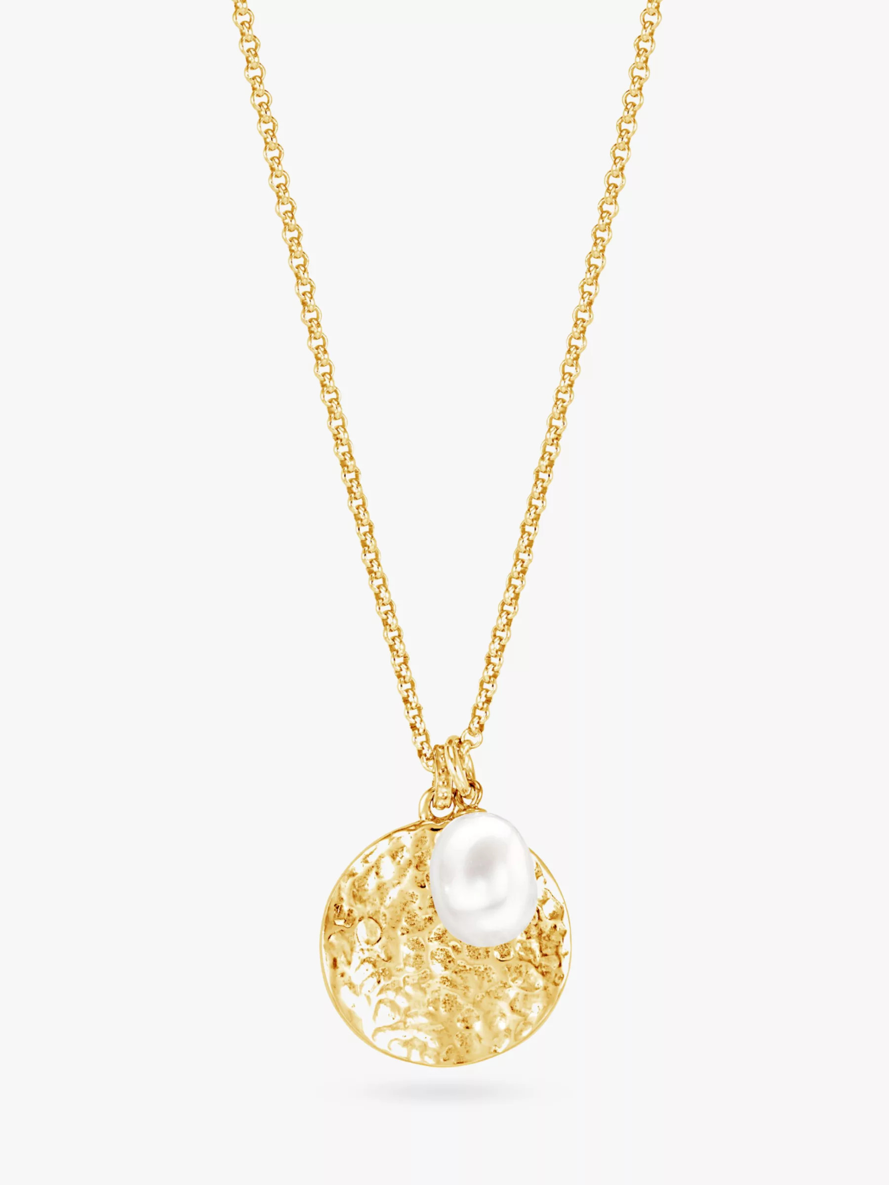 Dower & Hall Pearlicious Disc and Pearl Pendant Necklace, Gold | John Lewis (UK)