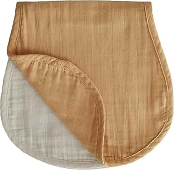 mushie Muslin Baby Burp Cloths | 100% Organic Cotton, Set of 2 (Fall Yellow/Fog) | Amazon (US)