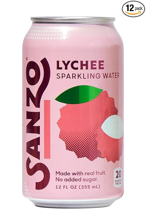 Sanzo Flavored Sparkling Water - Lychee (Berry), 12-Pack - Carbonated Drink Made with Real Fruit ... | Amazon (US)