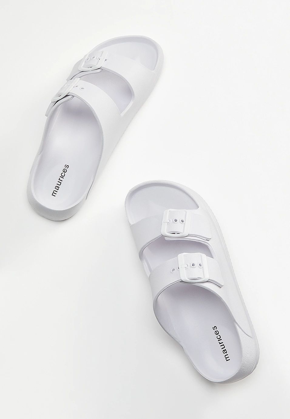 Casey White Double Strap Slide Sandal | Maurices