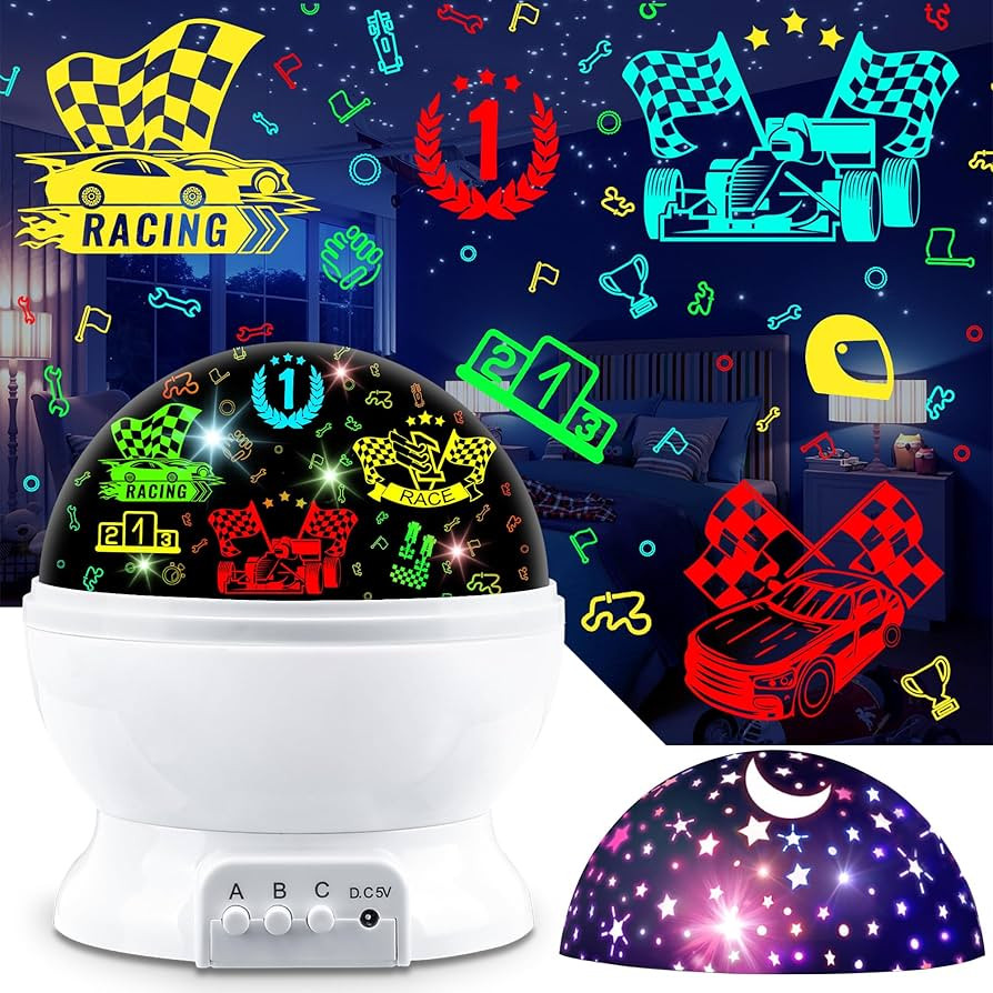 MOKOQI Race Car Night Light Projector Birthday Gifts Toys for Boys Age 3-5 Kids Car Nightlights 3... | Amazon (US)