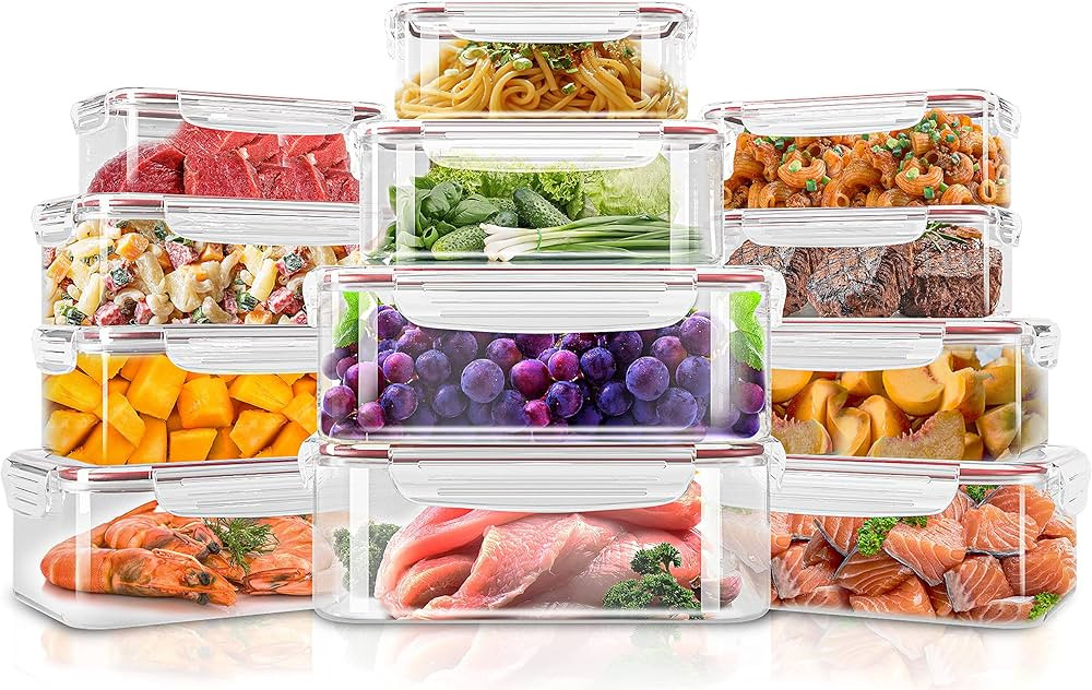 Utopia Kitchen Plastic Food Containers Set - Pack of 24 (12 Containers & 12 Snap Lids) Food Stora... | Amazon (US)