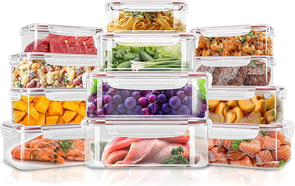 Utopia Kitchen Plastic Food Containers Set - Pack of 24 (12 Containers & 12 Snap Lids) Food Stora... | Amazon (US)