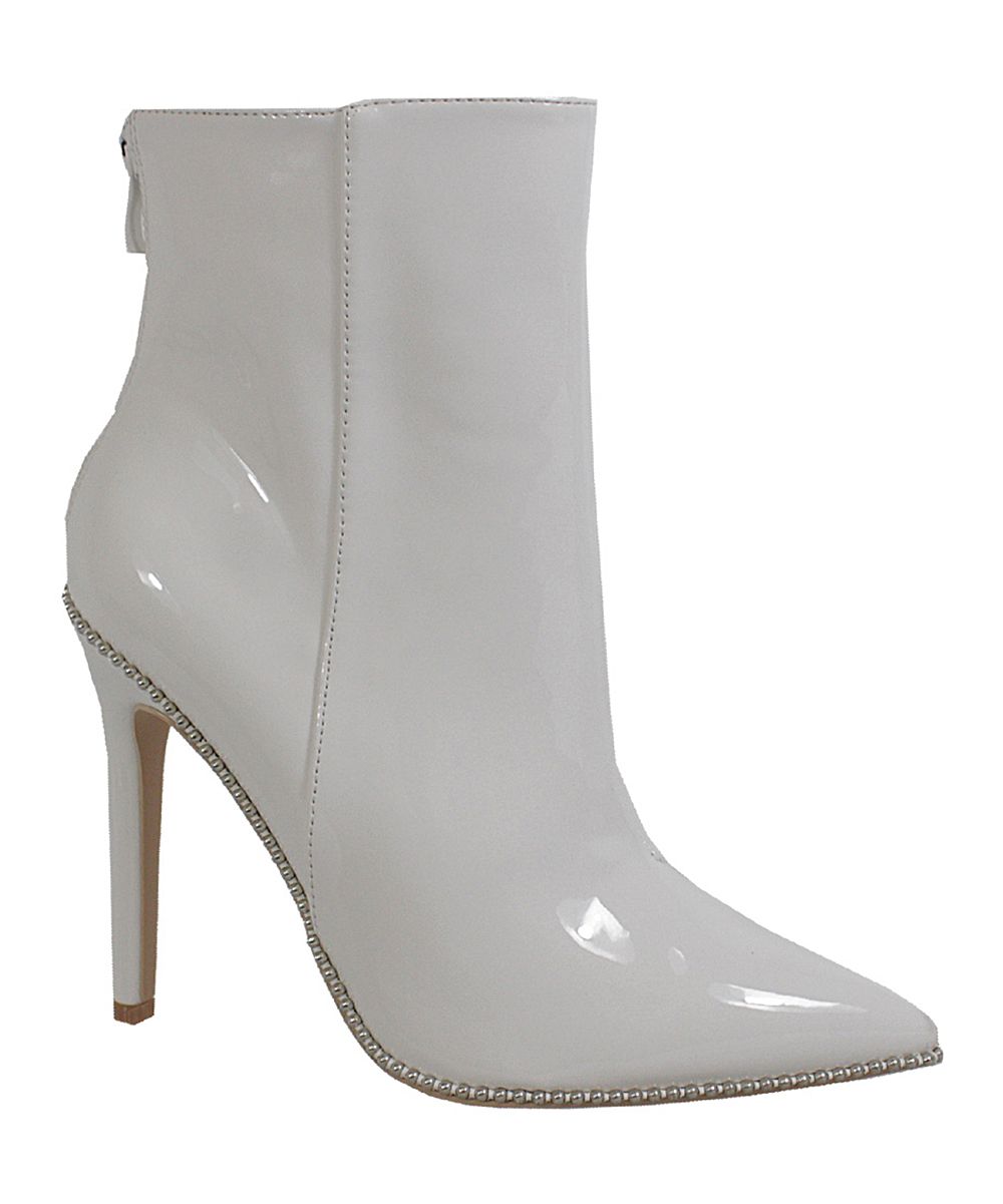 Yoki Women's Casual boots white - White Stud-Trim Bootie - Women | Zulily