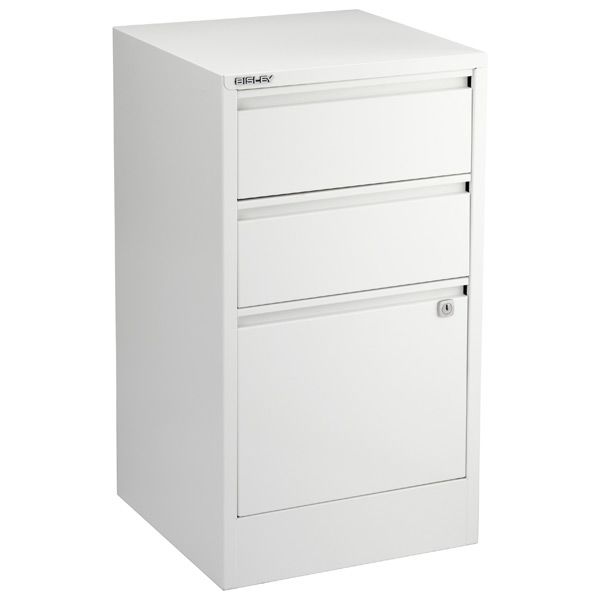 Bisley 3-Drawer Locking Filing Cabinet White | The Container Store