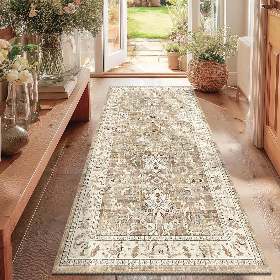 LOKHOM Washable Runner Rug, 3x6 Non-Slip Vintage Hallway Runner Rug with Rubber Backing, Boho Sof... | Amazon (US)