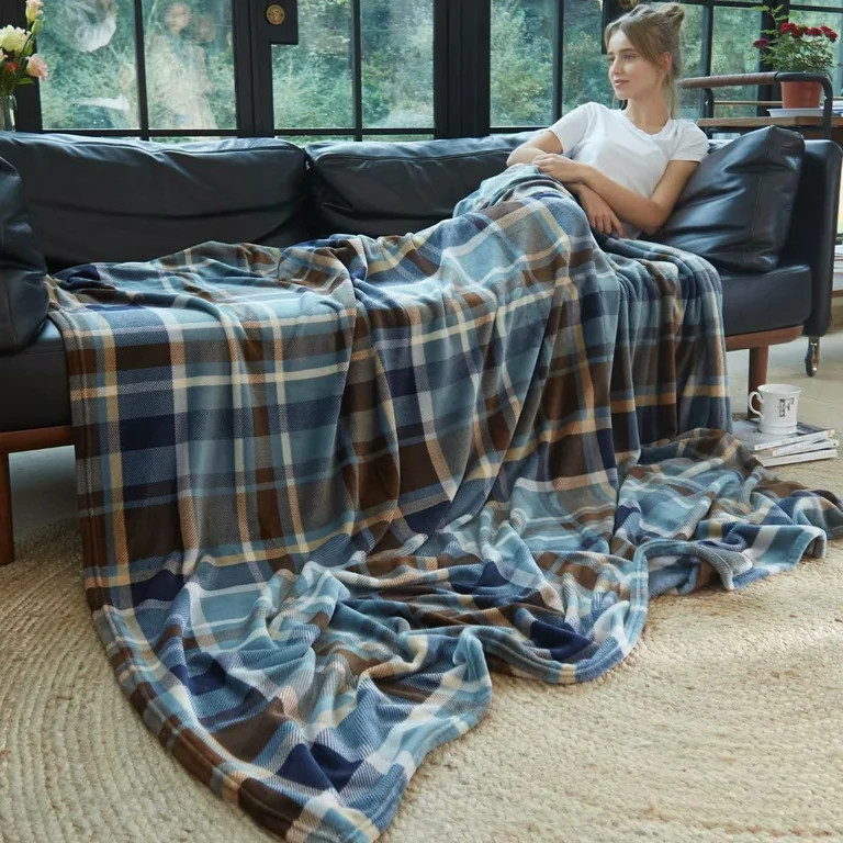 Merrylife Plaid Throw Blanket Decorative Home Couch Outdoor Travel Use Blue Plaid 60" x 90" | Walmart (US)