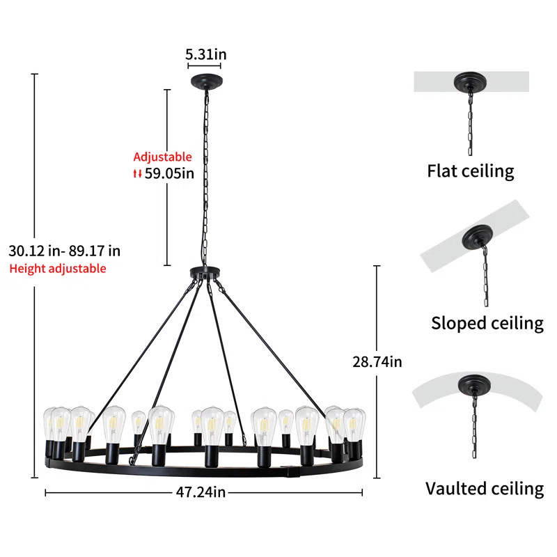 Costachi 24 - Light Dimmable Wagon Wheel Chandelier | Wayfair North America