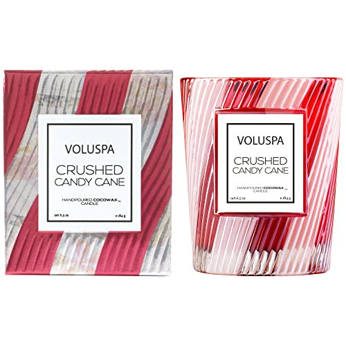 Voluspa Crushed Candy Cane Candle | Classic Boxed Candle | 6.5 Ounces | 40 Hour Burn Time | All Natural Wicks and Coconut Wax for Clean Burning | Vegan | Non-Toxic | Amazon (US)