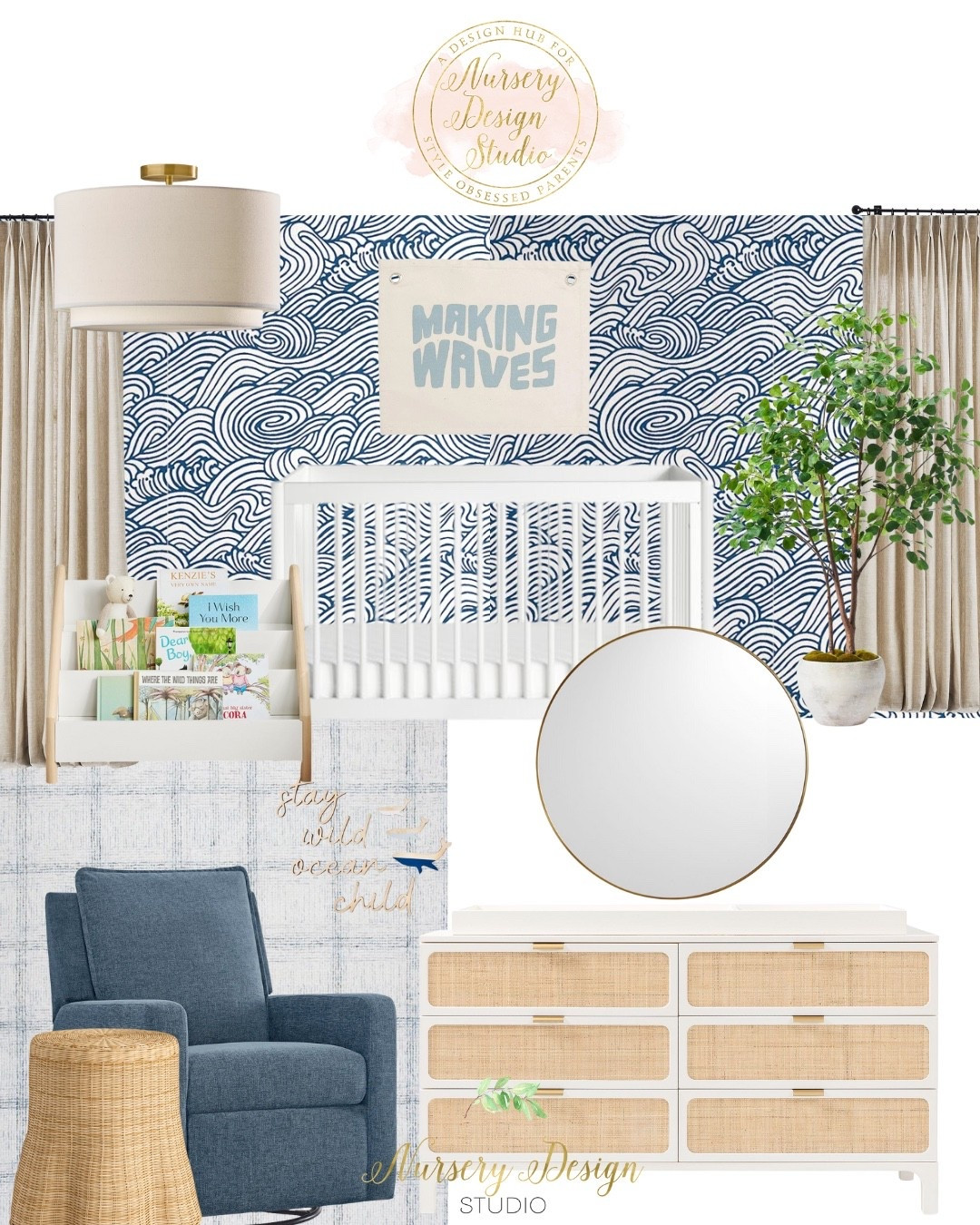 A calm and modern coastal nursery featuring soft wave wallpaper, a natural wood dresser with cane details, and a sleek white crib for a clean, timeless look. Layered with woven textures, light wood accents, and subtle blue tones, this beach-inspired space feels fresh and serene — perfect for your little one.

coastal nursery, beach nursery decor, wave wallpaper nursery, white crib, cane dresser, modern coastal baby room, neutral nursery design, light wood nursery furniture, coastal baby decor, seaside nursery style.

#LTKBaby #LTKBump #LTKKids