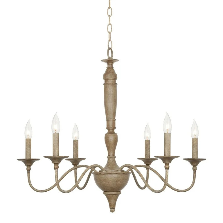 Kira Home Montreal 29" 6-Light French Country Chandelier, Adjustable Height, Smoked Birch Style W... | Walmart (US)