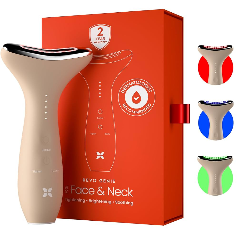 REVO Genie | Face & Neck Beauty Massager with Ultra Powerful LEDs for Wrinkles, Fine Lines, Puffy... | Amazon (US)